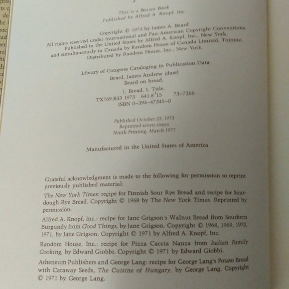 Beard on Bread, James Beard Cookbook 1973 - Picture 4 of 6